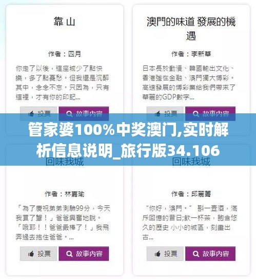 管家婆100%中獎(jiǎng)澳門,實(shí)時(shí)解析信息說(shuō)明_旅行版34.106
