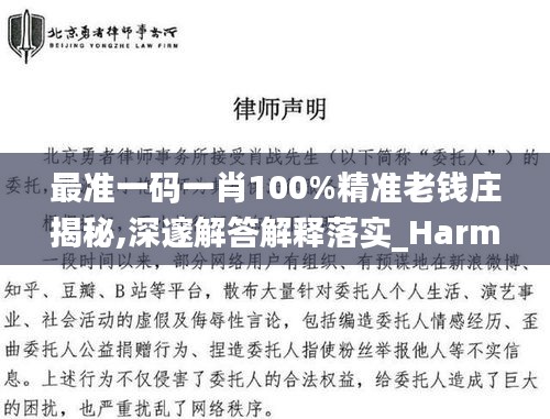 最準(zhǔn)一碼一肖100%精準(zhǔn)老錢莊揭秘,深邃解答解釋落實(shí)_Harmony22.447