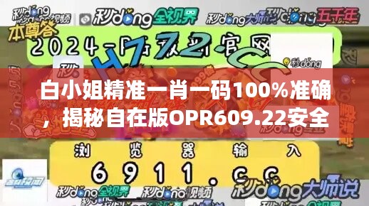 白小姐精準(zhǔn)一肖一碼100%準(zhǔn)確，揭秘自在版OPR609.22安全策略