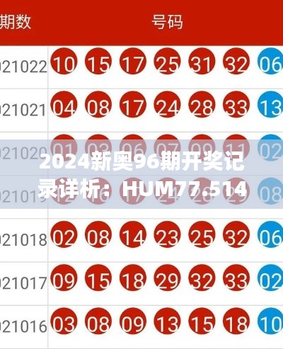 2024新奧96期開(kāi)獎(jiǎng)記錄詳析：HUM77.514黑科技數(shù)據(jù)洞察