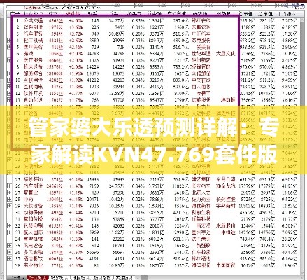 管家婆大樂透預(yù)測(cè)詳解：專家解讀KVN47.769套件版