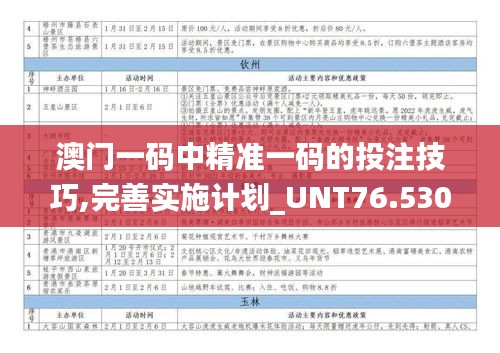 澳門一碼中精準(zhǔn)一碼的投注技巧,完善實施計劃_UNT76.530分析版