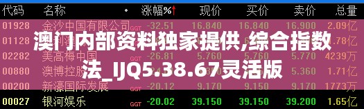 澳門內(nèi)部資料獨(dú)家提供,綜合指數(shù)法_IJQ5.38.67靈活版
