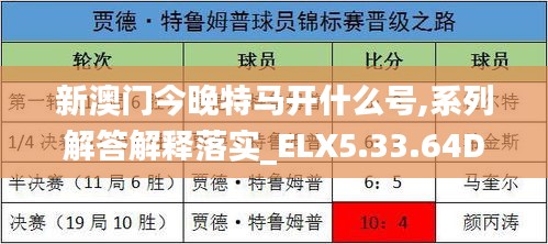 新澳門今晚特馬開什么號,系列解答解釋落實(shí)_ELX5.33.64DIY工具版