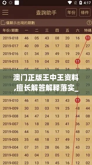 澳門正版王中王資料,擅長解答解釋落實(shí)_YOU7.57.44付費(fèi)版