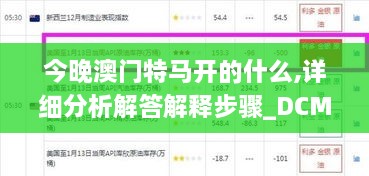 今晚澳門(mén)特馬開(kāi)的什么,詳細(xì)分析解答解釋步驟_DCM2.32.58超凡版