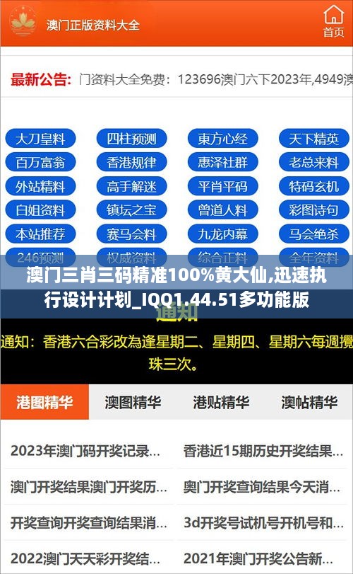澳門三肖三碼精準100%黃大仙,迅速執(zhí)行設計計劃_IQQ1.44.51多功能版