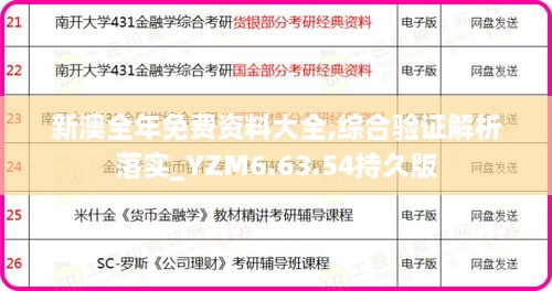 新澳全年免費資料大全,綜合驗證解析落實_YZM6.63.54持久版