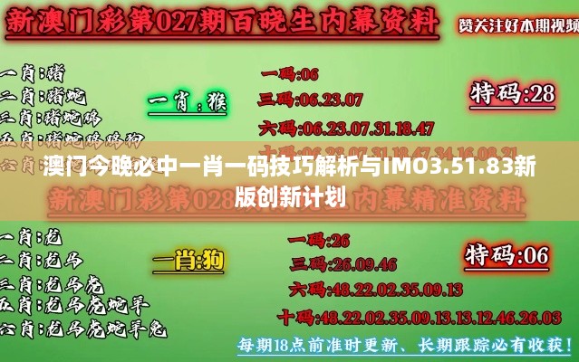 澳門今晚必中一肖一碼技巧解析與IMO3.51.83新版創(chuàng)新計劃