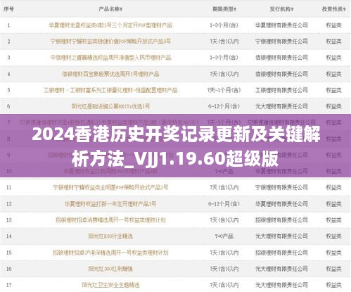 2024香港歷史開(kāi)獎(jiǎng)記錄更新及關(guān)鍵解析方法_VJJ1.19.60超級(jí)版