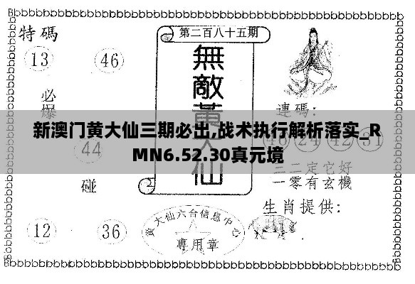 新澳門(mén)黃大仙三期必出,戰(zhàn)術(shù)執(zhí)行解析落實(shí)_RMN6.52.30真元境
