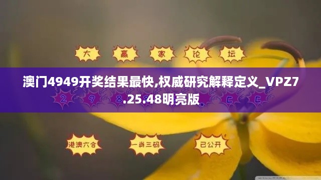 澳門4949開獎結(jié)果最快,權(quán)威研究解釋定義_VPZ7.25.48明亮版