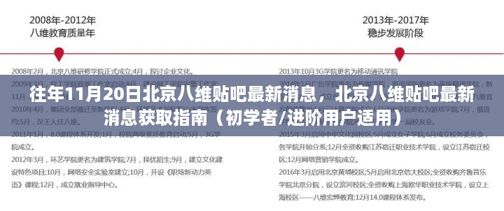 北京八維貼吧最新消息獲取指南，初學(xué)者與進(jìn)階用戶適用指南（往年11月20日更新）