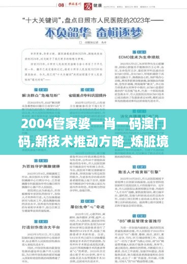 2004管家婆一肖一碼澳門碼,新技術(shù)推動方略_煉臟境XMA6.60
