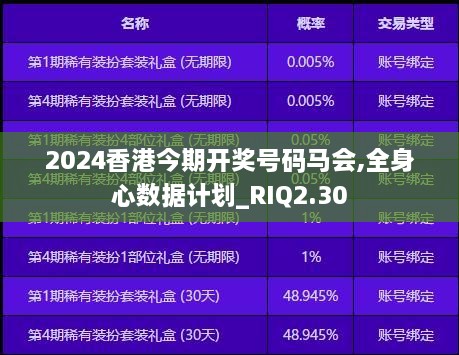 2024香港今期開獎號碼馬會,全身心數(shù)據(jù)計劃_RIQ2.30