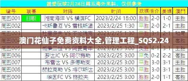 澳門花仙子免費(fèi)資料大全,管理工程_SQS2.24