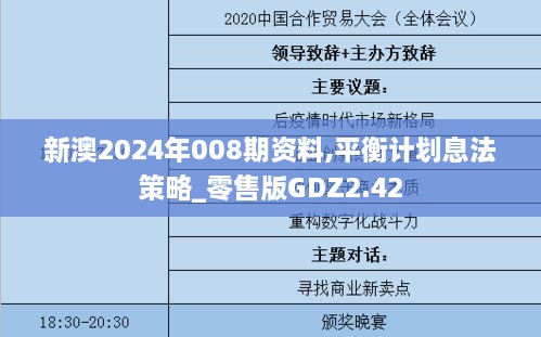 新澳2024年008期資料,平衡計劃息法策略_零售版GDZ2.42