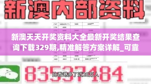 新澳天天開獎(jiǎng)資料大全最新開獎(jiǎng)結(jié)果查詢下載329期,精準(zhǔn)解答方案詳解_可靠版PTC11.95
