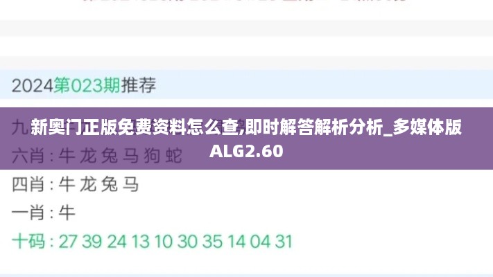 新奧門(mén)正版免費(fèi)資料怎么查,即時(shí)解答解析分析_多媒體版ALG2.60
