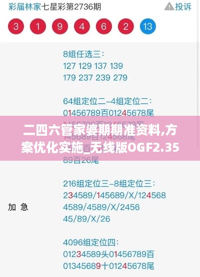 二四六管家婆期期準(zhǔn)資料,方案優(yōu)化實(shí)施_無(wú)線版OGF2.35