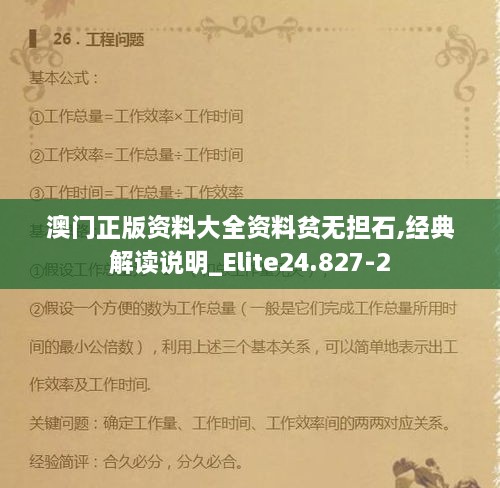 澳門(mén)正版資料大全資料貧無(wú)擔(dān)石,經(jīng)典解讀說(shuō)明_Elite24.827-2