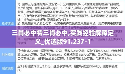 三肖必中特三肖必中,實(shí)踐經(jīng)驗(yàn)解釋定義_優(yōu)選版91.237-1