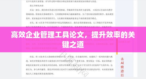 高效企業(yè)管理工具論文，提升效率的關(guān)鍵之道