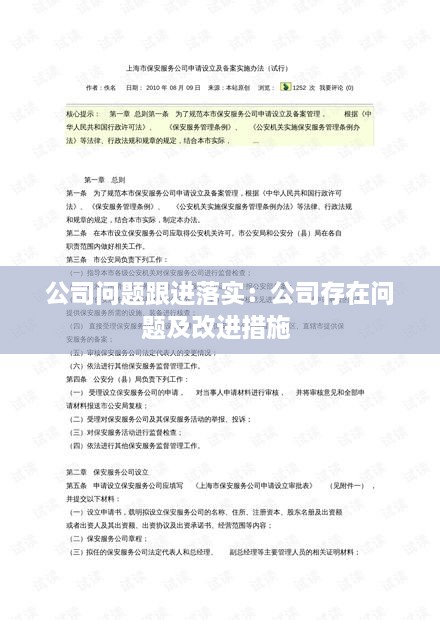 公司問題跟進(jìn)落實(shí)：公司存在問題及改進(jìn)措施 