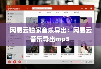網(wǎng)易云獨(dú)家音樂導(dǎo)出：網(wǎng)易云音樂導(dǎo)出mp3 