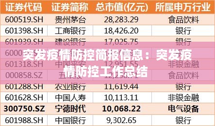突發(fā)疫情防控簡(jiǎn)報(bào)信息：突發(fā)疫情防控工作總結(jié) 