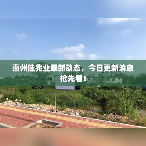 惠州佳兆業(yè)最新動態(tài)，今日更新消息搶先看！