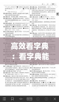 高效看字典：看字典能增加表達能力嗎 
