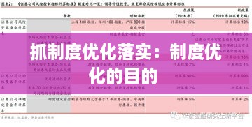 抓制度優(yōu)化落實：制度優(yōu)化的目的 