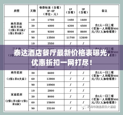 泰達(dá)酒店餐廳最新價(jià)格表曝光，優(yōu)惠折扣一網(wǎng)打盡！