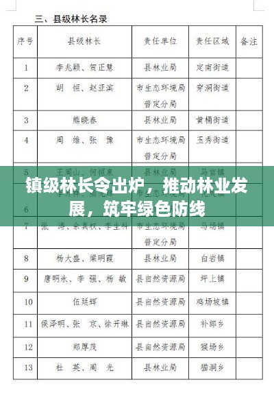 鎮(zhèn)級林長令出爐，推動林業(yè)發(fā)展，筑牢綠色防線