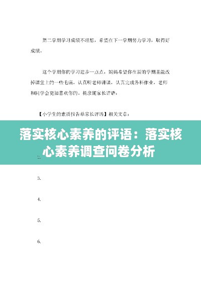 落實(shí)核心素養(yǎng)的評(píng)語：落實(shí)核心素養(yǎng)調(diào)查問卷分析 