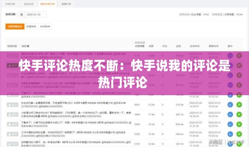 快手評論熱度不斷：快手說我的評論是熱門評論 