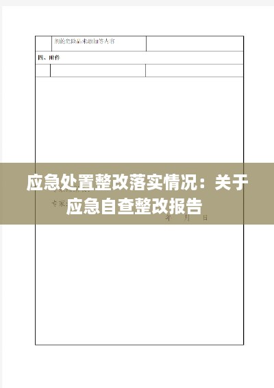 應(yīng)急處置整改落實(shí)情況：關(guān)于應(yīng)急自查整改報(bào)告 