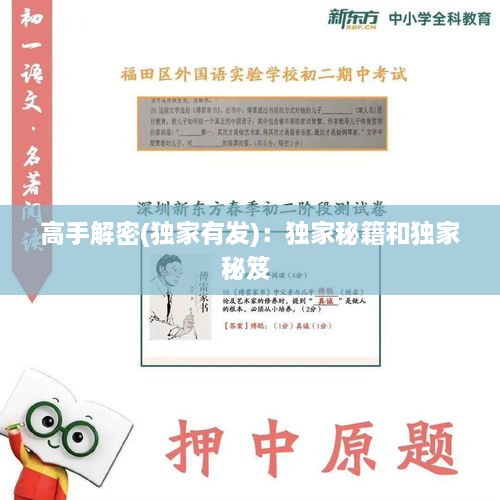 高手解密(獨家有發(fā))：獨家秘籍和獨家秘笈 