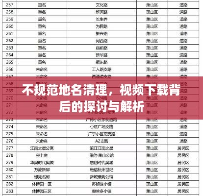 不規(guī)范地名清理，視頻下載背后的探討與解析