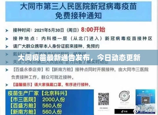 大同疫苗最新通告發(fā)布，今日動態(tài)更新