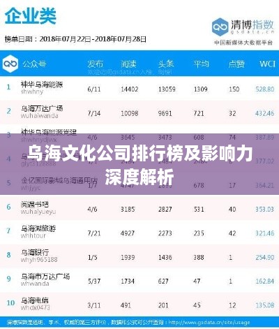 烏海文化公司排行榜及影響力深度解析