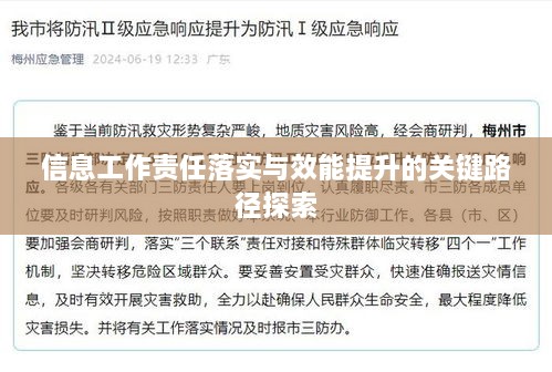 信息工作責(zé)任落實(shí)與效能提升的關(guān)鍵路徑探索