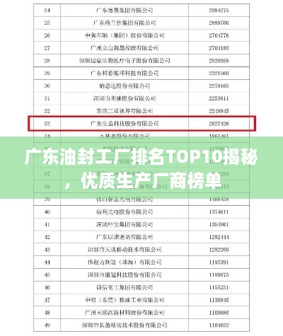 廣東油封工廠排名TOP10揭秘，優(yōu)質(zhì)生產(chǎn)廠商榜單