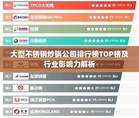 大型不銹鋼炒鍋公司排行榜TOP榜及行業(yè)影響力解析