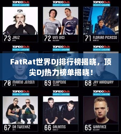 FatRat世界DJ排行榜揭曉，頂尖DJ熱力榜單揭曉！
