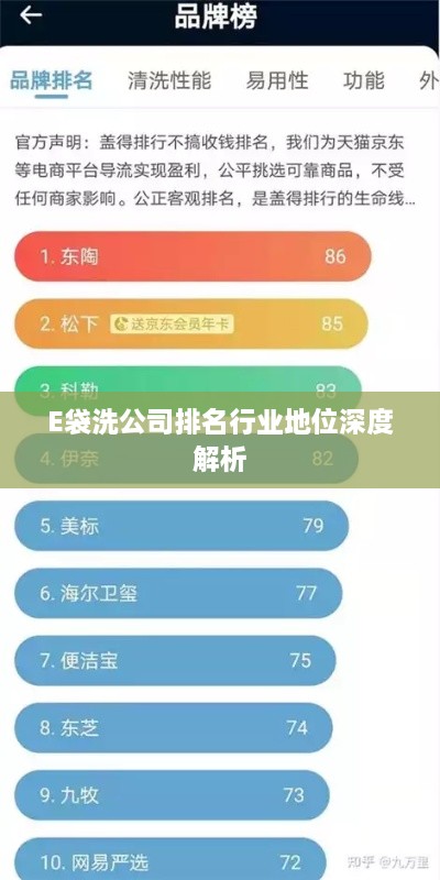 E袋洗公司排名行業(yè)地位深度解析