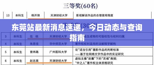 東莞站最新消息速遞，今日動(dòng)態(tài)與查詢指南