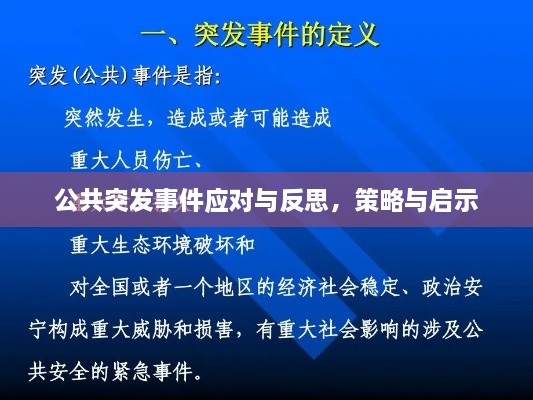 公共突發(fā)事件應(yīng)對(duì)與反思，策略與啟示