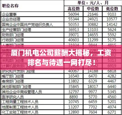 廈門機(jī)電公司薪酬大揭秘，工資排名與待遇一網(wǎng)打盡！